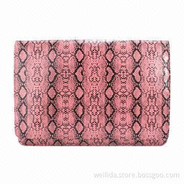 Colored Snake PU Clutch/Evening Bag, Sized 33.5 x 23cm, with Magnetic Closure